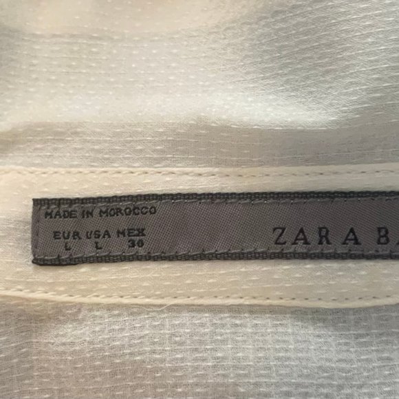 Zara Cream Silk Chiffon Blouse, Short Sleeve, Size L. - Picture 5 of 5